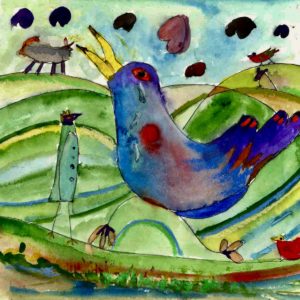 The bird cries